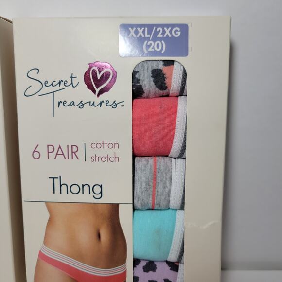 2 Women's Secret Treasures Thong No Show Underwear Panties 6 Pair Packs Size XXL - Picture 2 of 4